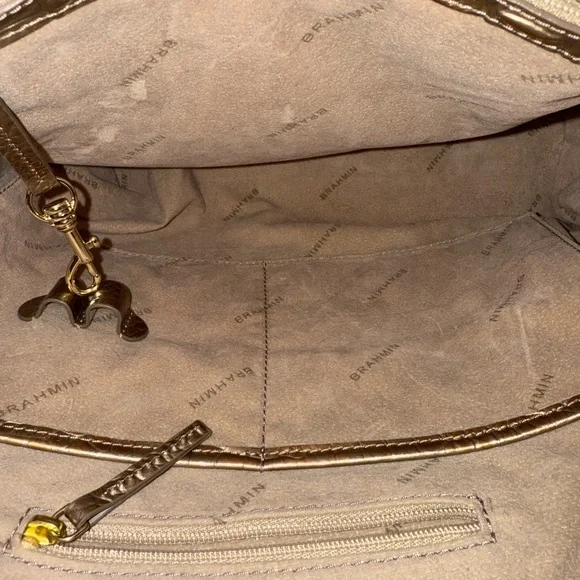 Brahmin Gold Metallic Crocodile Embossed Anywhere Tote - Picture 10 of 16